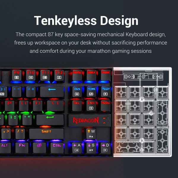 Redragon Kumara K552 - TKL Wired Mechanical Keyboard Rainbow (Red Switch) - Image 5