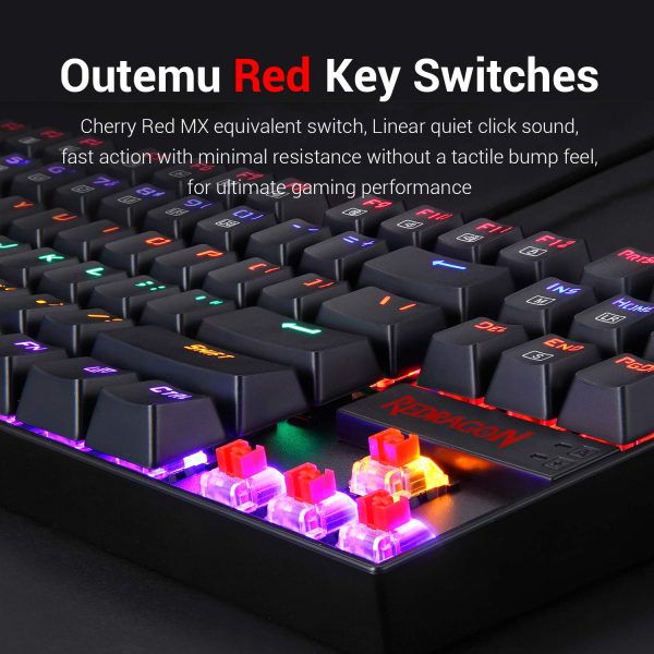 Redragon Kumara K552 - TKL Wired Mechanical Keyboard Rainbow (Red Switch) - Image 3