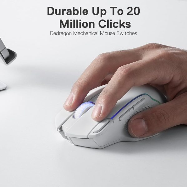 Redragon M810 Taipan Pro (Wired/Wireless/BT) – White Gaming Mouse - Image 5