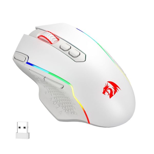 Redragon M810 Taipan Pro (Wired/Wireless/BT) – White Gaming Mouse - Image 3