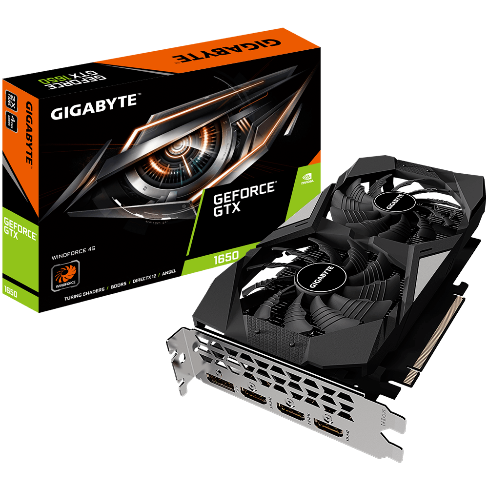 Gigabyte GeForce GTX 1650 Windforce 4G Graphics Card | Efficient 1080p Gaming, Dual-Fan Cooling