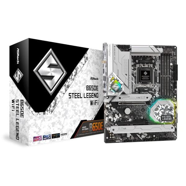 ASRock B650E Steel Legend WiFi ATX AM5 Motherboard | DDR5‑7600+ OC | PCIe 5.0 + Wi‑Fi 6E