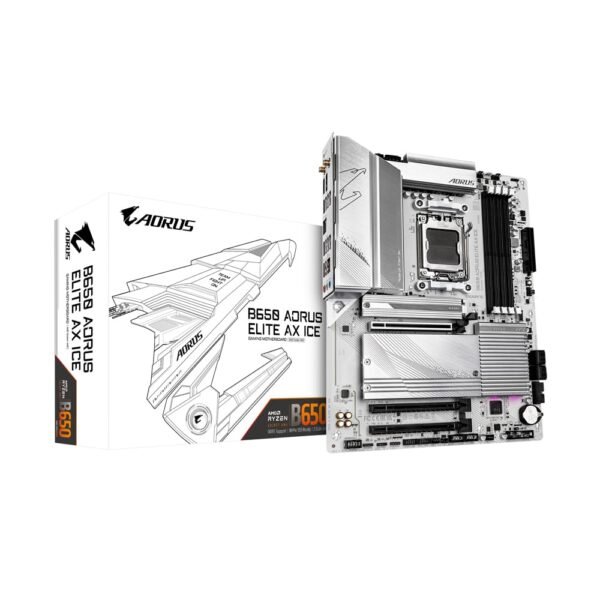 GIGABYTE B650 Aorus Elite AX ICE Motherboard | AMD B650 | ATX | DDR5 | PCIe 5.0 | Wi-Fi 6E | White Edition | 2.5GbE LAN