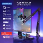FIFINE A6T USB Gaming Microphone Kit, Plug & Play for PC, PS4/5, Condenser Cardioid Microphone Set with Mute Button, Volume Gain, RGB, Arm Stand, for Streaming, Discord, Twitch, Video, Youtube (Black) - Image 4