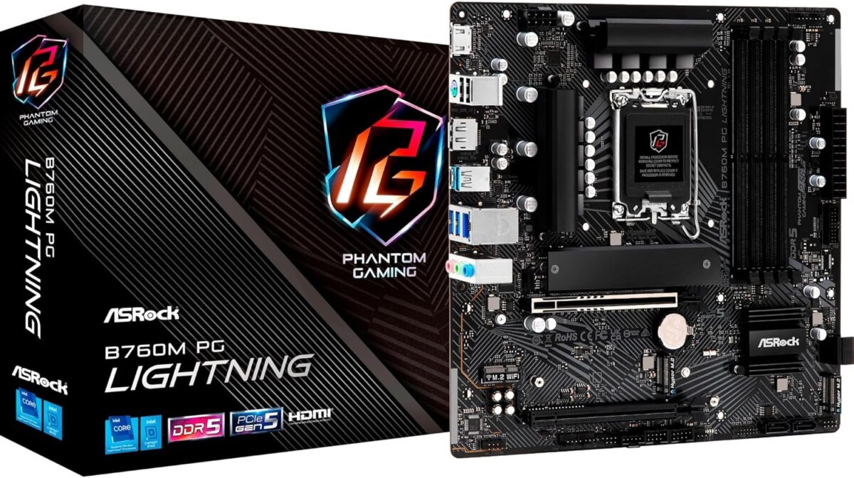 ASRock B760M PG Lightning LGA 1700 intel b760 ddr5 micro ATX Motherboard - Image 1