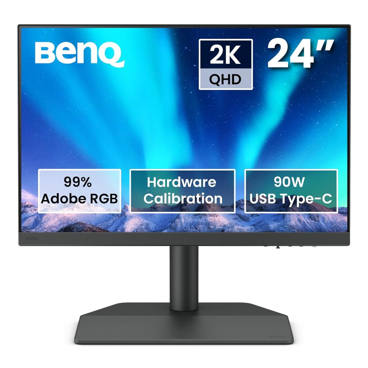 Benq Monitor SW242Q 24"IPS 2K ART Panel(Reflectionless),90W USB-C ,99% Adobe RGB, 98%Display P3,100% sRGB, H/W Calibration,Delta E ≤ 1.5, - Image 1