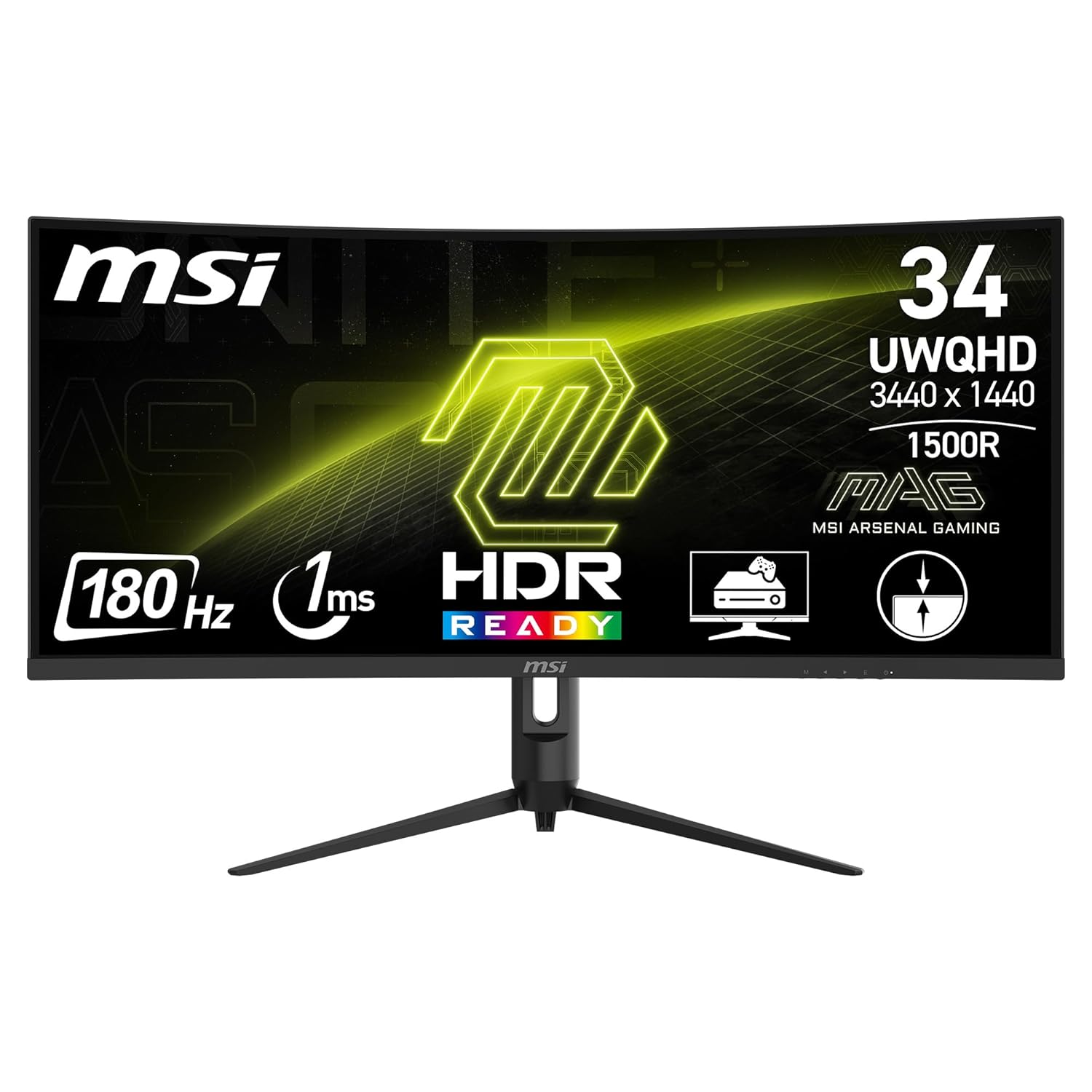MSI MAG 342CQR E2 34 Inch Curved UWQHD Plus 144 Hz Gaming Monitor – 1 ms, HDR600, FreeSync Premium, USB‑C PD