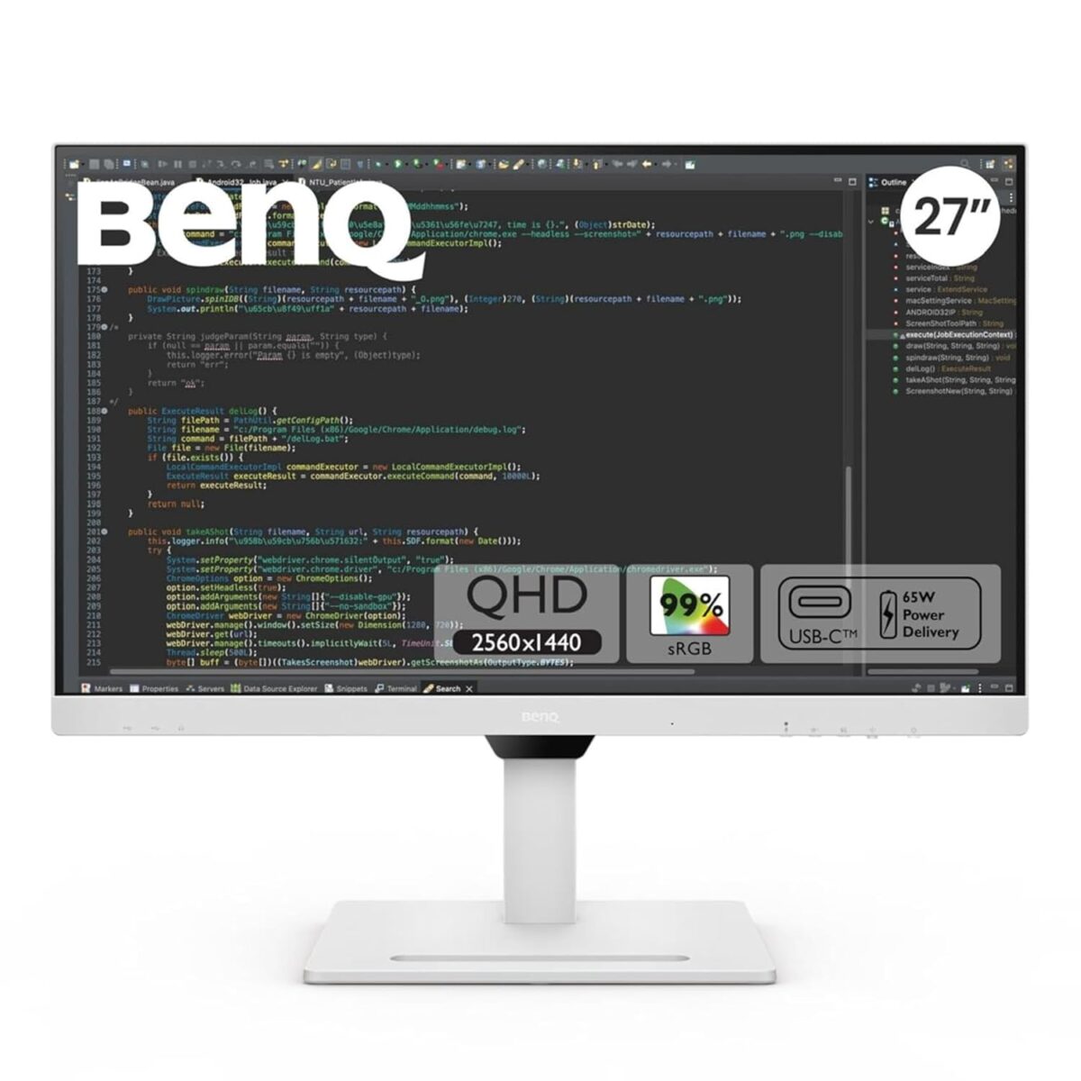Benq Monitor GW2790QT 27"IPS QHD USB-C (65W PD) Noise Filter Speakers with Noise Cancellation Microphone, USB Hub, Daisy Chain, 75Hz Refresh - Image 1