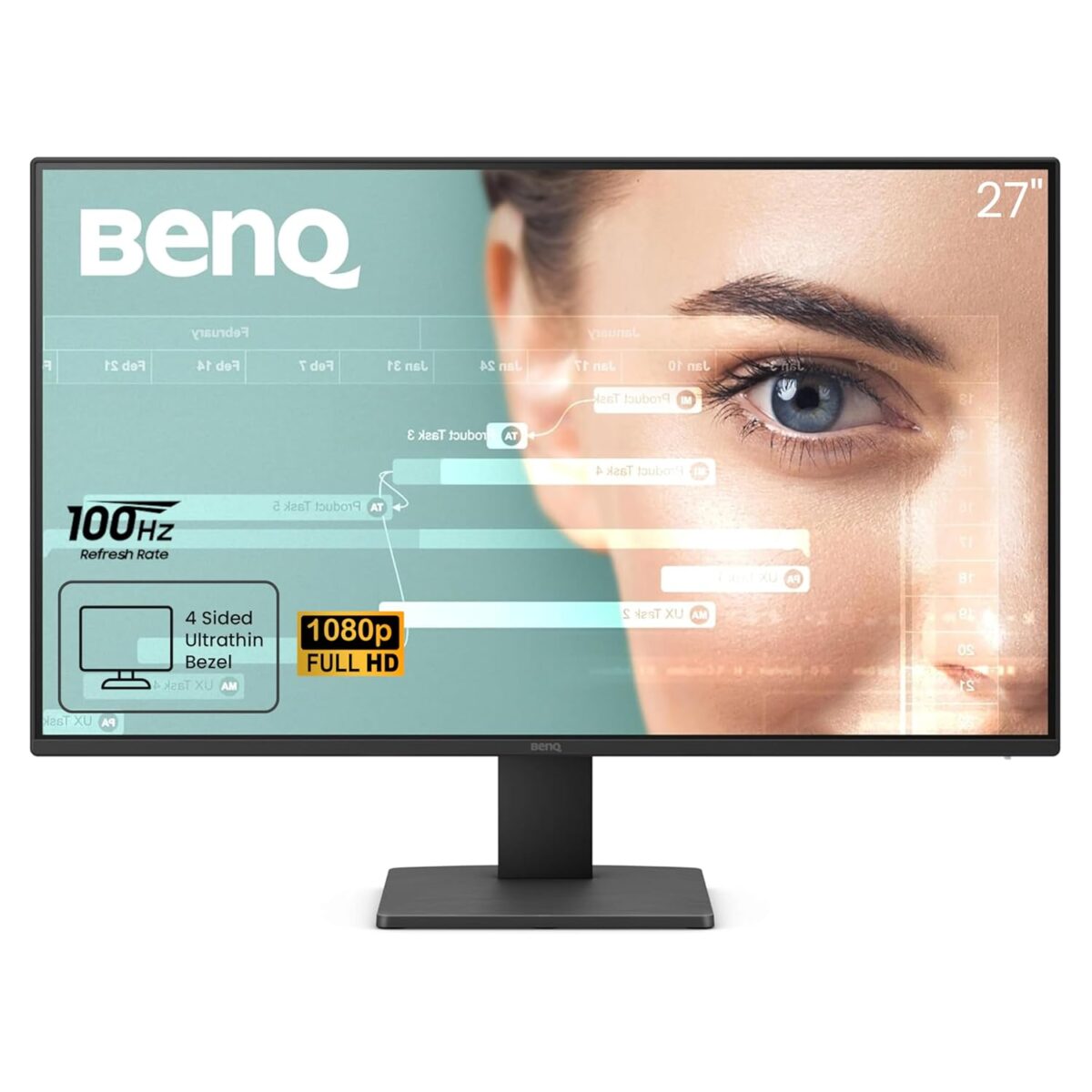 Benq Monitor GW2791 27” 1080p FHD 100Hz IPS Eye-Care Monitor, HDMI, DisplayPort, 4 side Ultrathin Bezel, TUV-Certified, Flicker-Free, Low Blue - Image 1