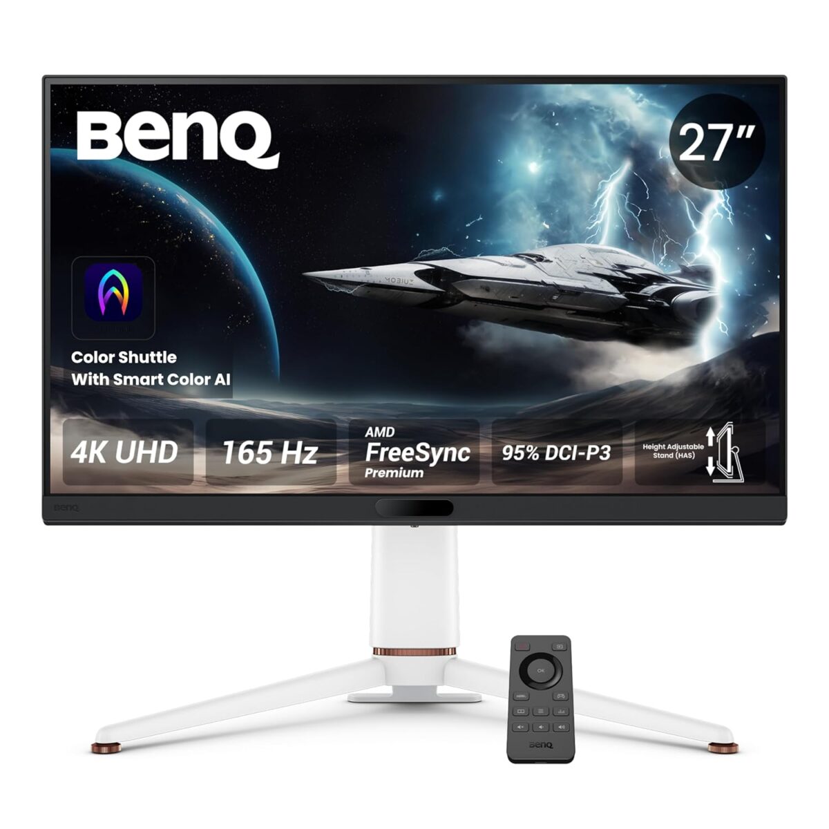 Benq Monitor EX271U 27" IPS, 4K, 165hz, 1ms GtG, VESA DisplayHDR 400, 95% P3, HDMI 2.1, DP, FreeSync™ Premium, KVM Switch, USB-C (65W - Image 1