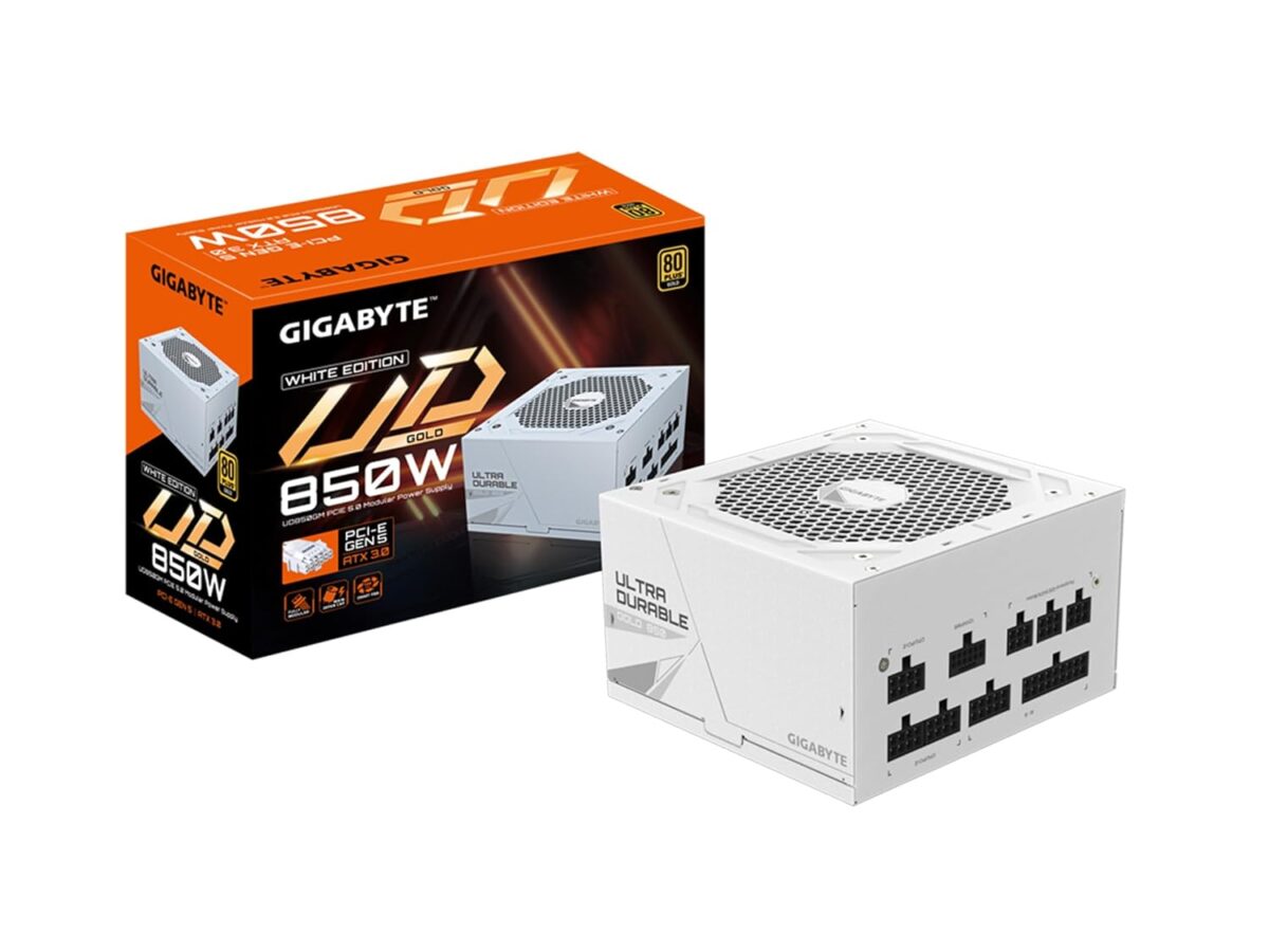GIGABYTE GP-UD850GM PG5W PCIE 5 ATX 3.0 Fully Modular Gaming Power Supply - 80 Plus Gold Certified (White) - Image 1