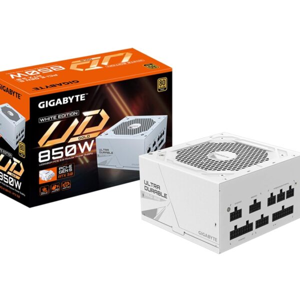 GIGABYTE GP-UD850GM PG5W PCIE 5 ATX 3.0 Fully Modular Gaming Power Supply - 80 Plus Gold Certified (White)