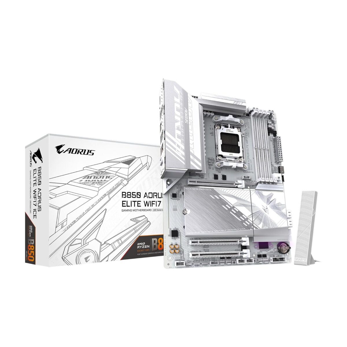 GIGABYTE B850 AORUS Elite WIFI7 ICE AMD AM5 LGA 1718 Motherboard, ATX, DDR5, 3X M.2, PCIe 5.0, USB-C, WIFI7, 2.5GbE LAN, EZ-Latch - Image 1