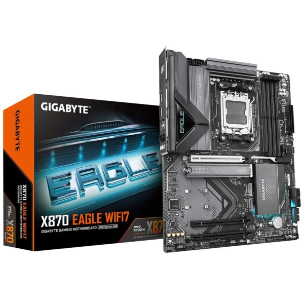 GIGABYTE X870 Eagle WIFI7 AMD AM5 LGA 1718 Motherboard, ATX, DDR5, 4X M.2, PCIe 5.0, USB4, WIFI7, 2.5GbE LAN, EZ-Latch