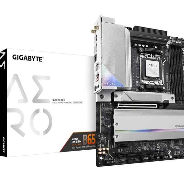 GIGABYTE B650 AERO G (AM5/ LGA 1718/ AMD B650/ ATX/ 5-Year Warranty/ DDR5/ PCIe 5.0 M.2/ PCIe 5.0/ USB 3.2 Gen2X2 Type-C/Wi-Fi 6E/ Intel 2.5GbE LAN/Motherboard)
