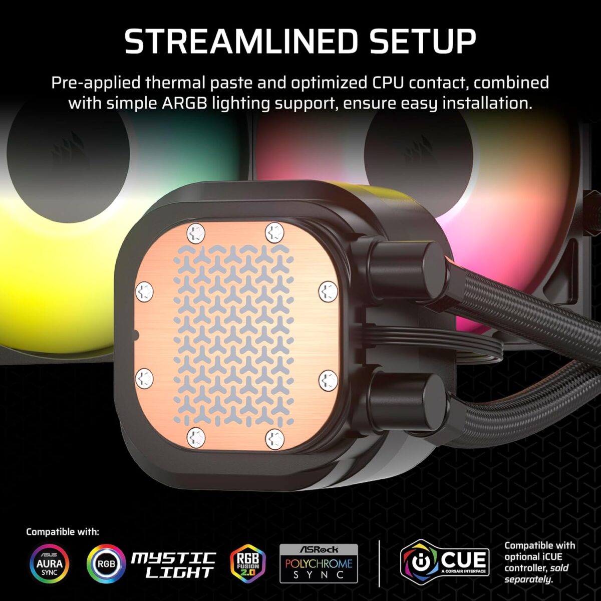 Corsair Nautilus 240 RS ARGB 240mm CPU Liquid Cooler Black - Image 6