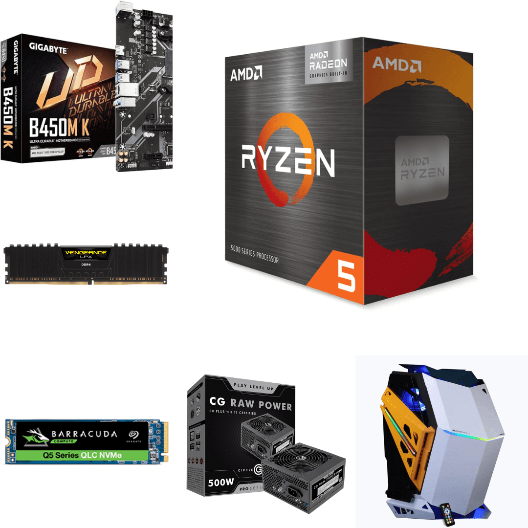 AMD Ryzen 5 5600G with B450M K Motherboard 16GB 3200MHz RAM 500GB SSD Phantom Rocket System