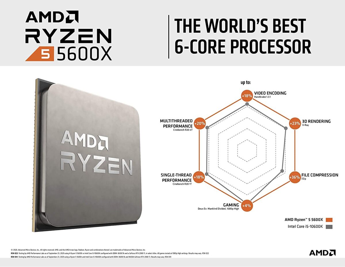 AMD Ryzen 5 5600X Processor 6-Core, 12-Thread Up to 4.6GHz Boost | AM4 Socket