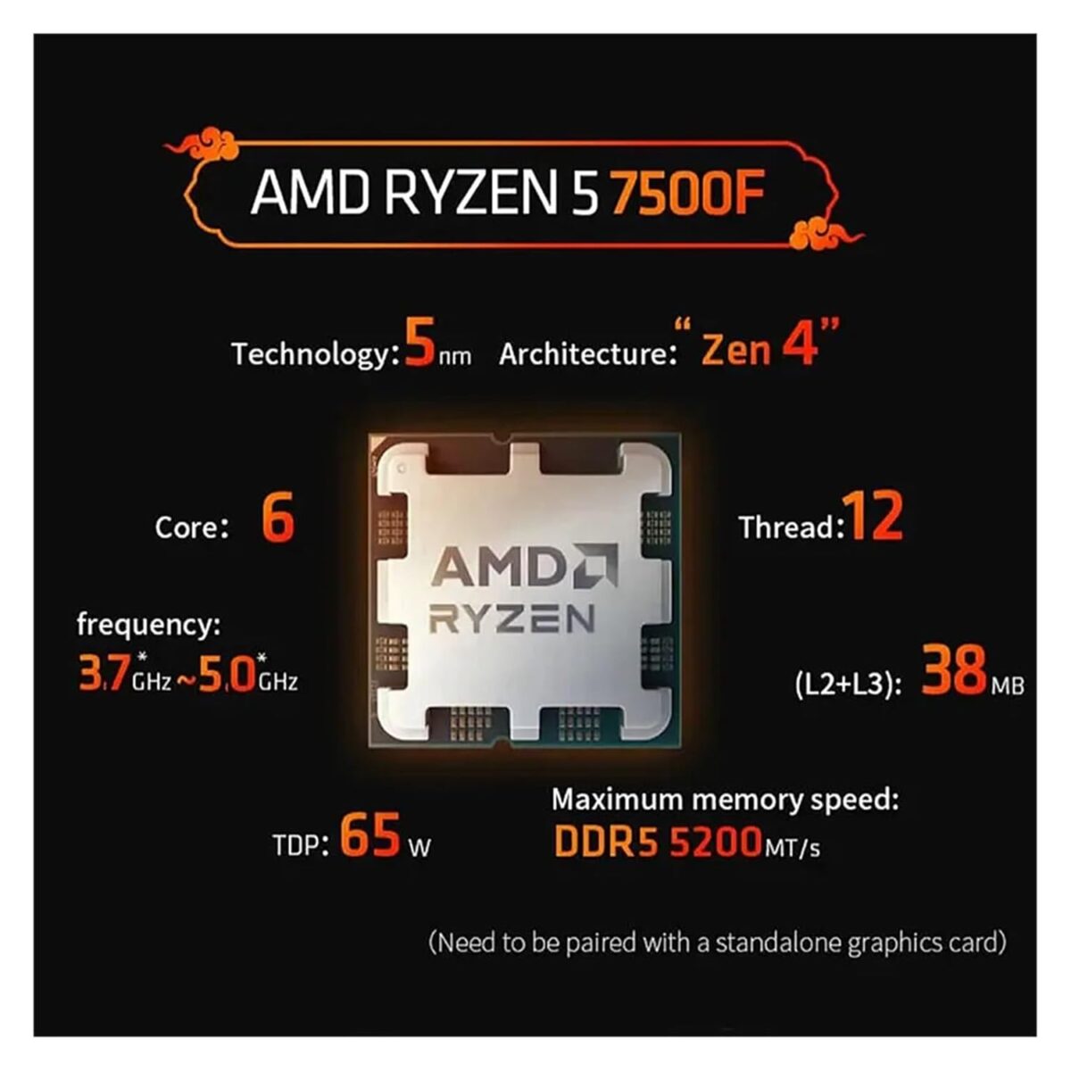 AMD Ryzen 5 7500F 6 Core 12 threads 5Ghz Boost Clock - Image 3