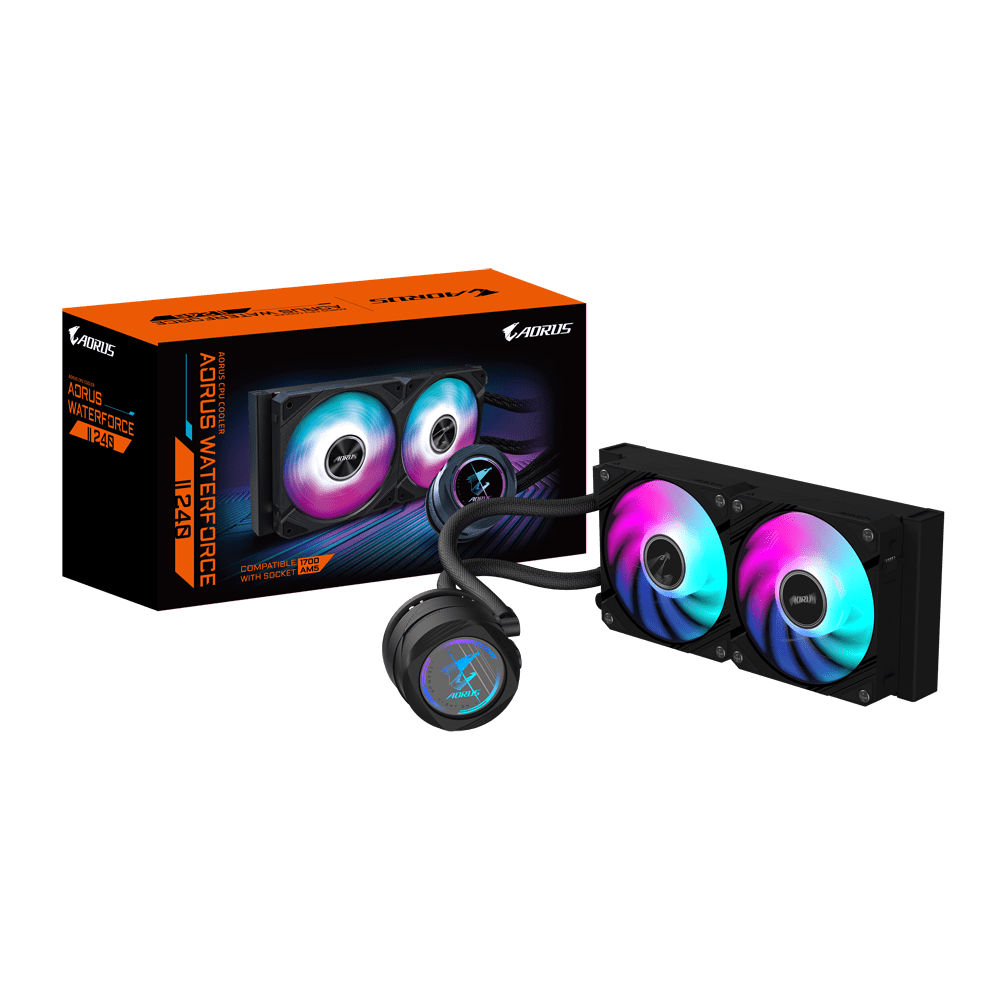 Gigabyte AORUS WATERFORCE II 240 AIO Liquid CPU Cooler – Rotatable LCD