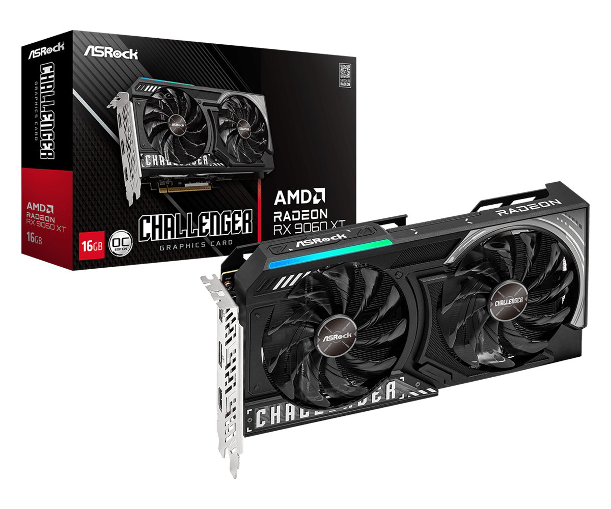 ASRock Radeon RX 9060 XT Challenger OC 16 GB GDDR6 Dual‑Fan | 3290 MHz Boost 9060xt