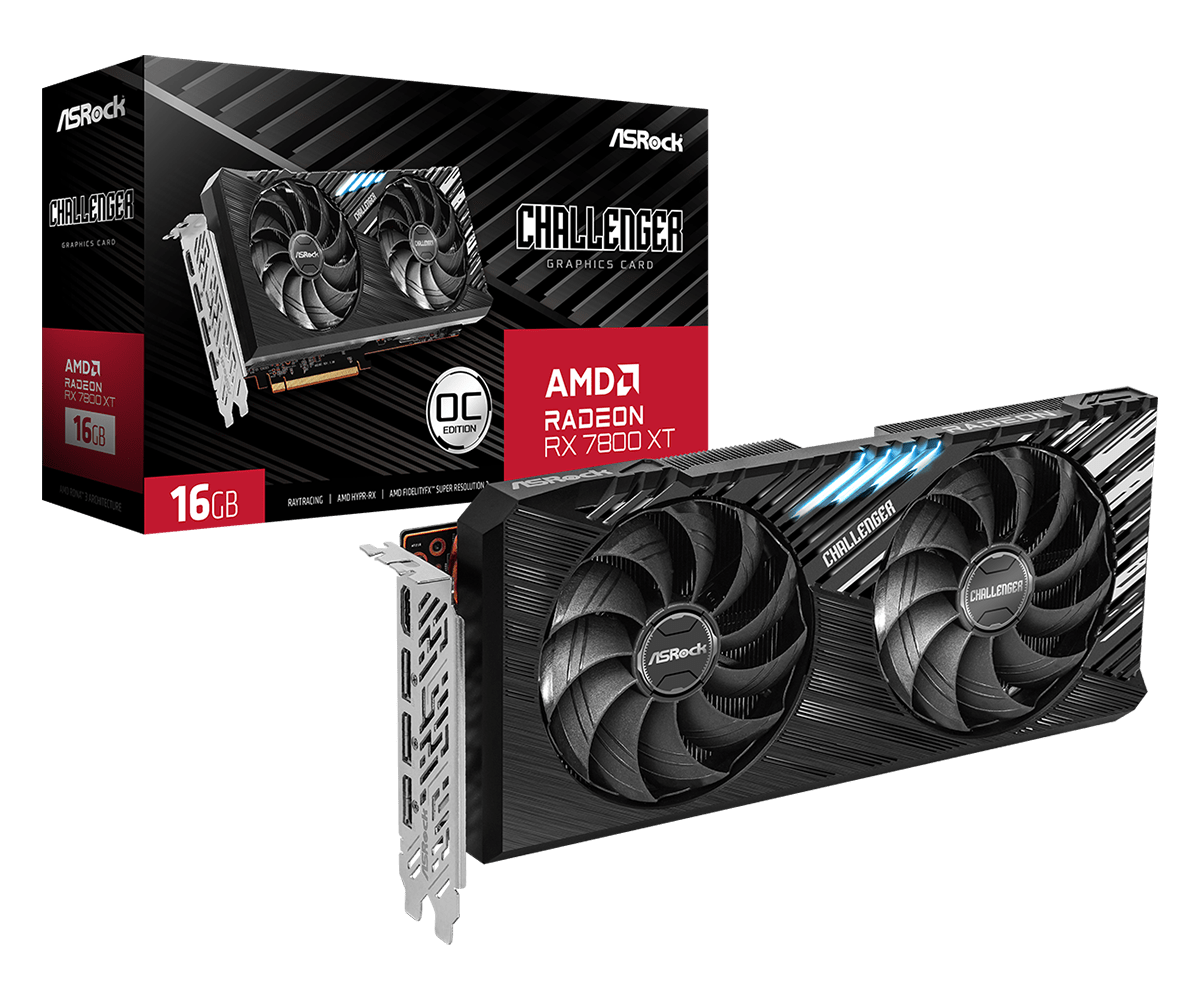 ASRock Radeon RX 7800 XT Challenger OC 16 GB GDDR6 Dual‑Fan | 2475 MHz Boost
