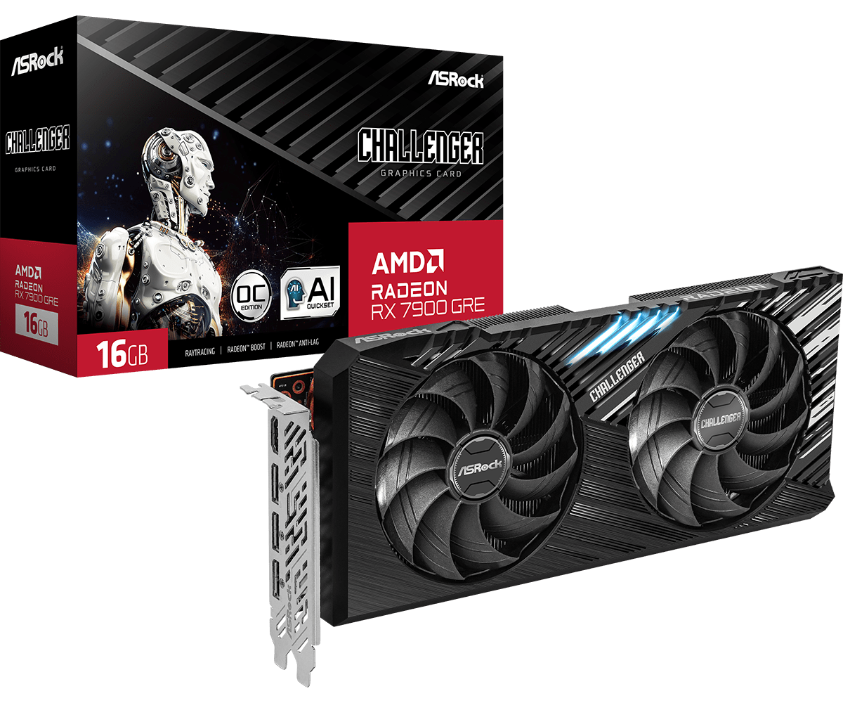 ASRock Radeon RX 7900 GRE Challenger OC 16 GB GDDR6 Dual‑Fan | 2333 MHz Boost