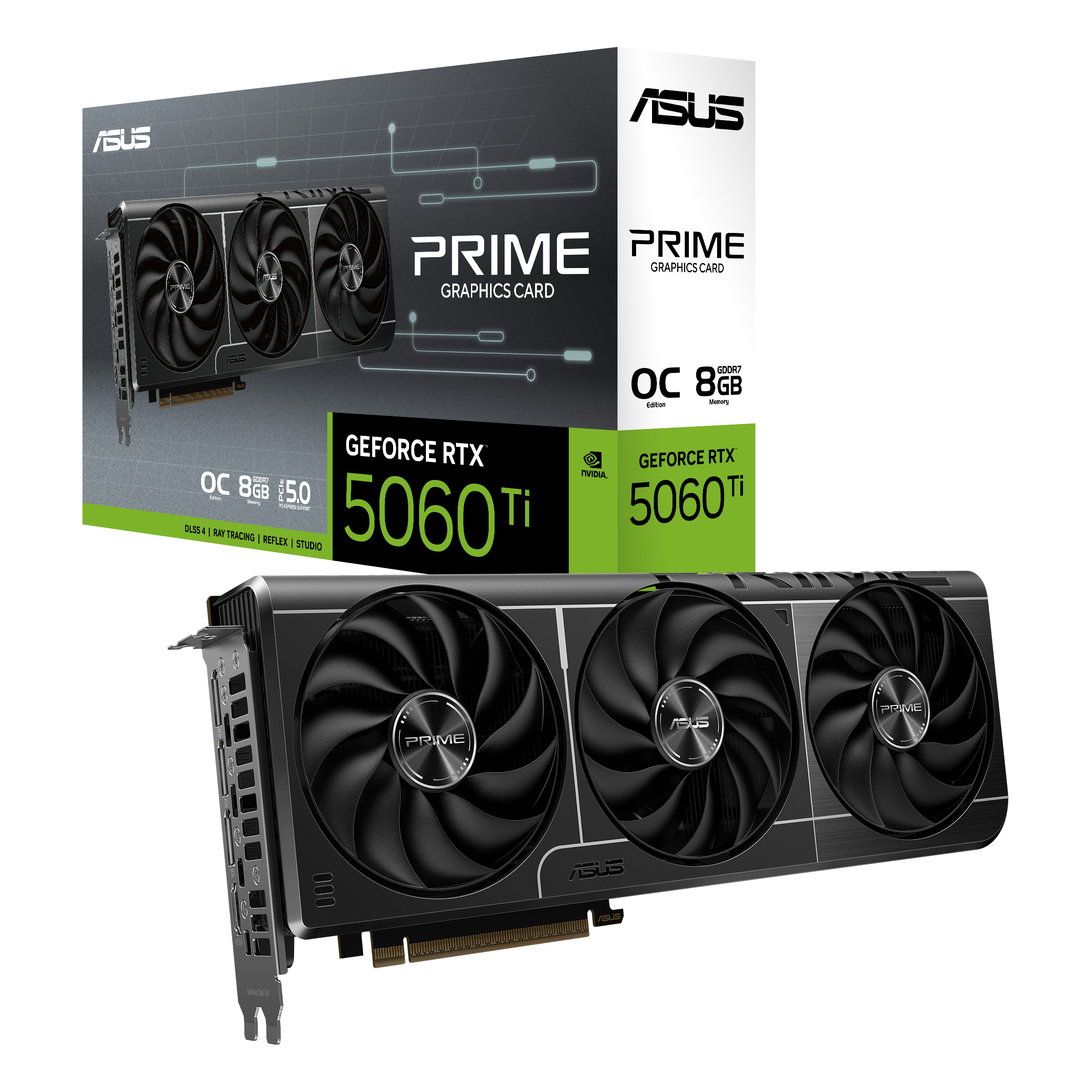 ASUS Prime GeForce RTX 5060 Ti OC 8 GB GDDR7 | Overclocked, DLSS 3.5, Ray Tracing, PCIe 4.0, Triple-Fan Cooling
