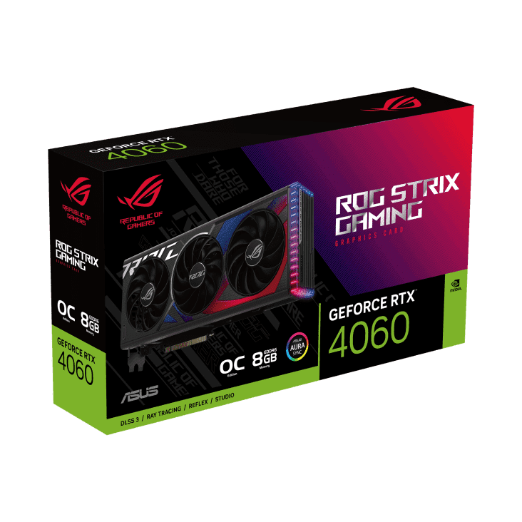 ASUS ROG Strix GeForce RTX 4060 OC 8GB GDDR6 | Triple-Fan STRIX Cooling, DLSS 3, Ray Tracing, 311 mm Length