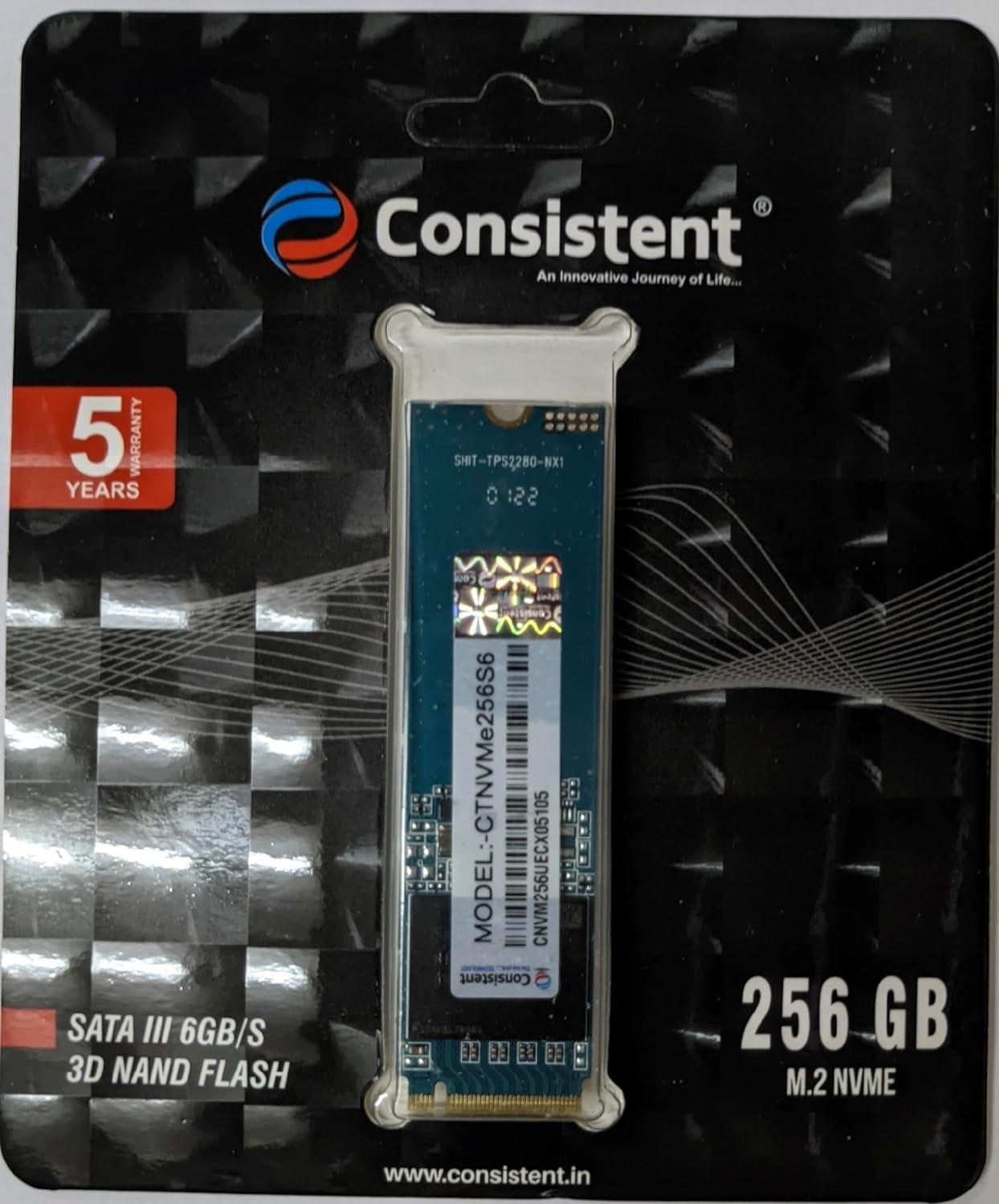 Consistent 256GB NVMe PCIe M.2 2280 SSD – 3D NAND with SLC Cache, Up to 2200MB/s, 5-Year Warranty