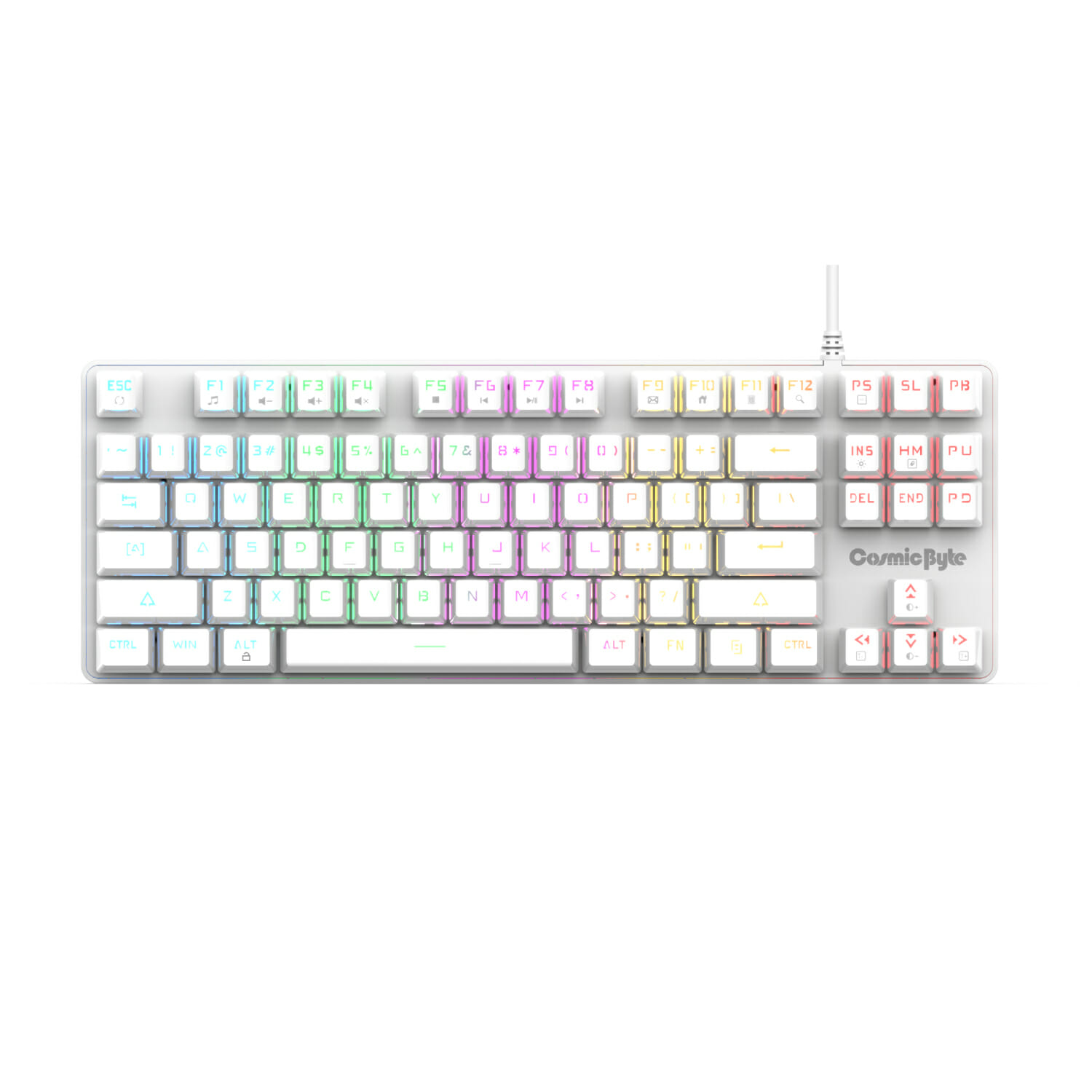 Cosmic Byte Firefly RGB Mechanical Keyboard CB‑GK‑37 White TKL with Hot‑Swappable Red Switches