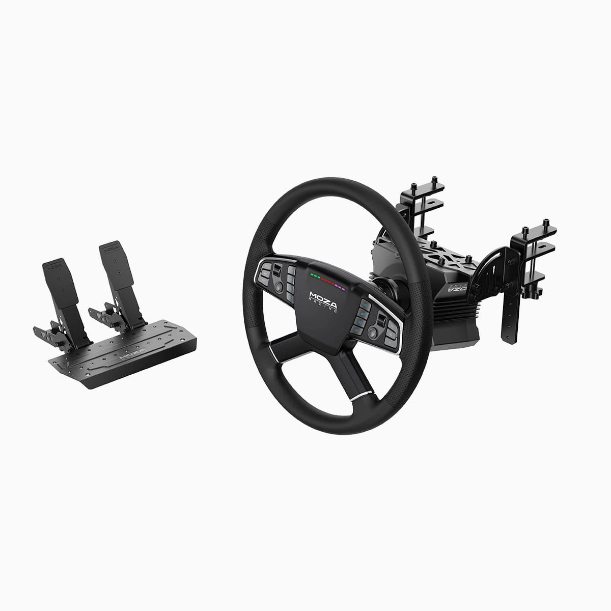 Cosmic Byte Moza Trucking Racing Bundle – PC Sim Racing Kit with R5 Wheelbase, TSW Truck Wheel, SR-P Lite Pedals & Truck Wheel Clamp