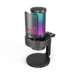 FIFINE AmpliGame A6V USB Microphone with Volume Dial, Mute Button & RGB for Gaming on PC/Laptop/PS4/5 Black