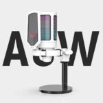 FIFINE AmpliGame A6V USB Microphone with Volume Dial, Mute Button & RGB for Gaming on PC/Laptop/PS4/5 White