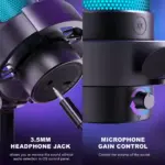 FIFINE AmpliGame A8 USB Mic with Controllable RGB, Live Monitoring, Input Dial, Pop Filter for Streaming