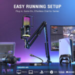 FIFINE AmpliGame AM6 Condenser Mic with Game/Chat Mix, Noise Suppression, Monitoring, I/O Level & RGB Controls