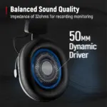 FIFINE H8 Studio Headphone with 50mm Dynamic Driver, 1/8" to 1/4" & 1/8" to 1/8" Coiled Cable for Recording Audio, Mixing Tracks