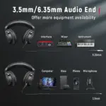 FIFINE H8 Studio Headphone with 50mm Dynamic Driver, 1/8" to 1/4" & 1/8" to 1/8" Coiled Cable for Recording Audio, Mixing Tracks