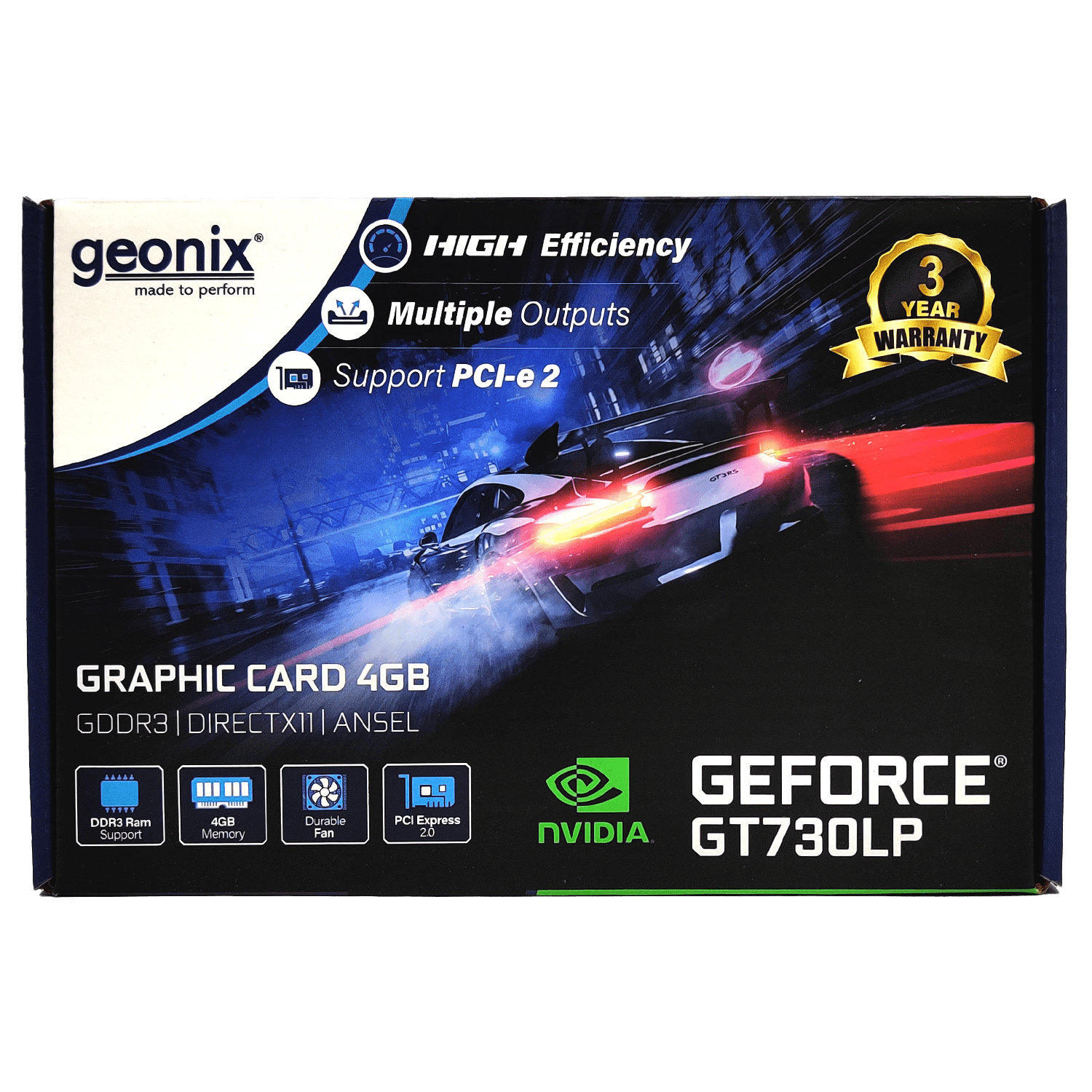 Geonix GeForce GT 730LP 4GB DDR3 Graphics Card Entry-Level GPU for Everyday Display Needs