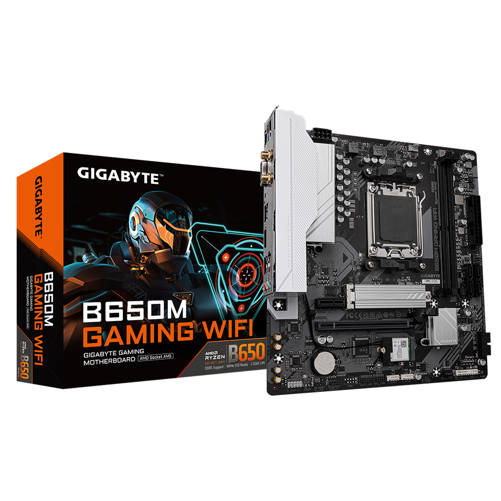 Gigabyte B650M Gaming WiFi AM5 mATX Motherboard with DDR5, PCIe 4.0, Wi‑Fi 6E, 2.5Gb LAN, and M.2 Thermal Guard