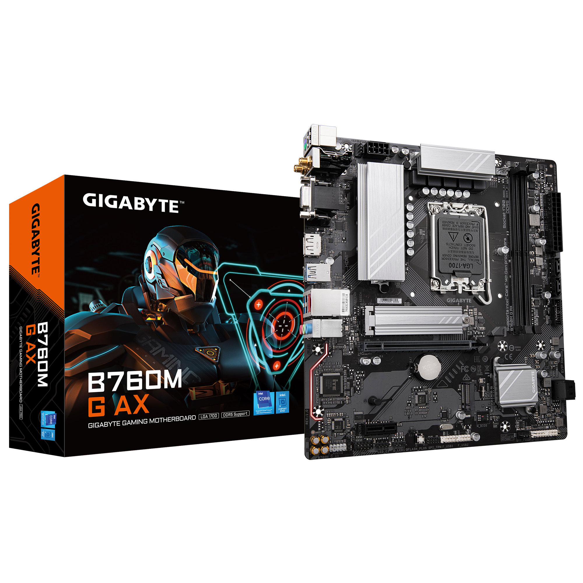 Gigabyte B760M G AX DDR5 LGA 1700 Micro‑ATX Motherboard with Wi‑Fi 6E, PCIe 4.0, USB-C, and Dual M.2