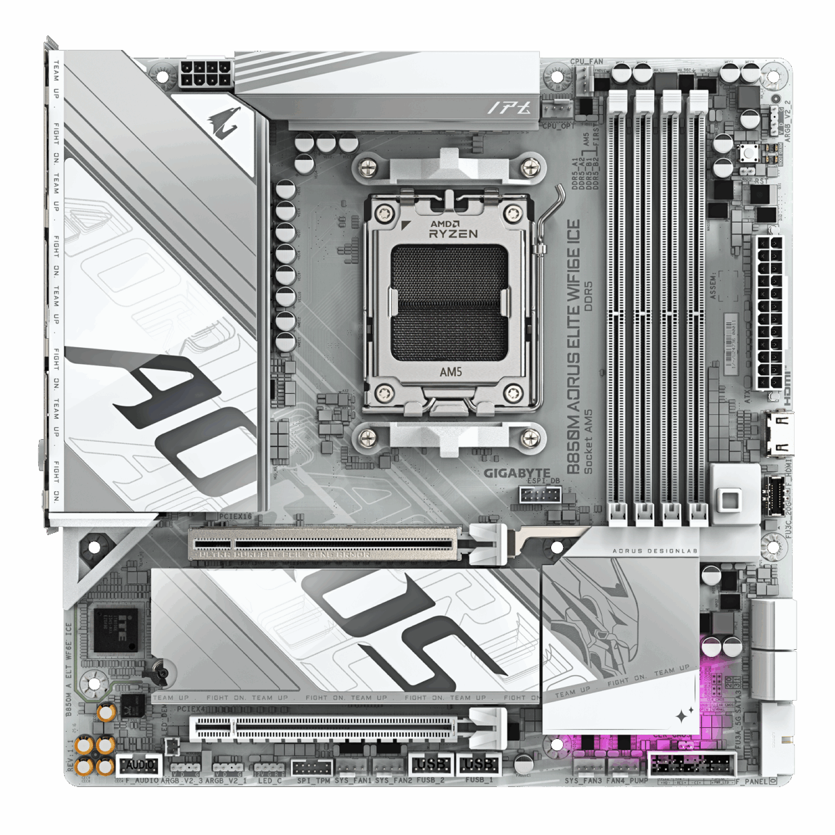 Gigabyte B850M Aorus Elite WiFi6E ICE AMD AM5 LGA 1718 Motherboard, mATX, DDR5, 2X M.2, PCIe 5.0, USB-C, WIFI6E, 2.5GbE LAN, EZ-Latch - Image 6