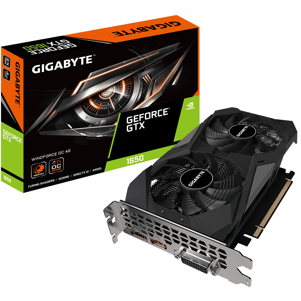 Gigabyte GeForce GTX 1650 Windforce OC 4GB GDDR6 Graphics Card | Compact Dual-Fan Cooling