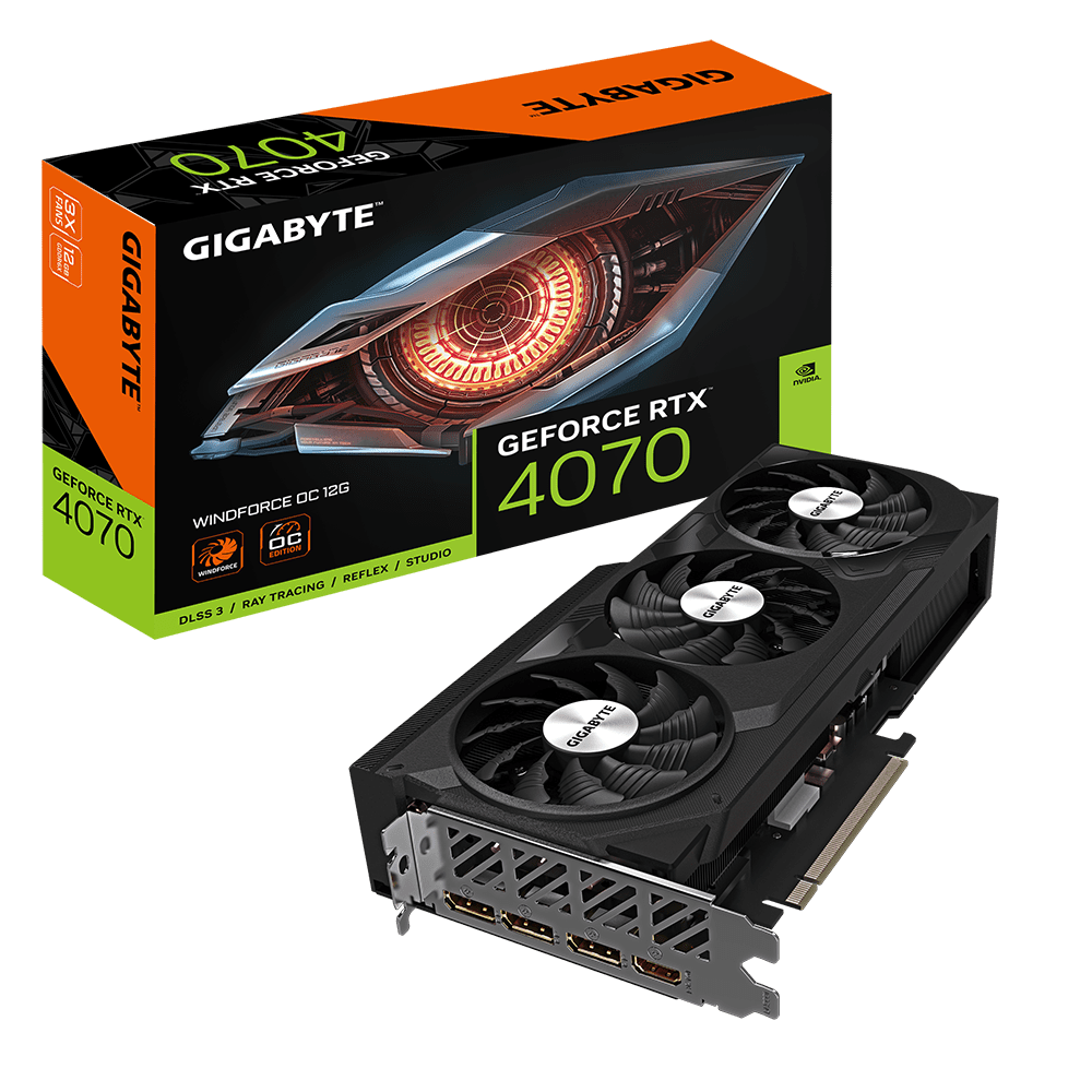 Gigabyte GeForce RTX 4070 WindForce OC 12GB Graphics Card | DLSS 3, Ray Tracing & Dual-Fan Cooling