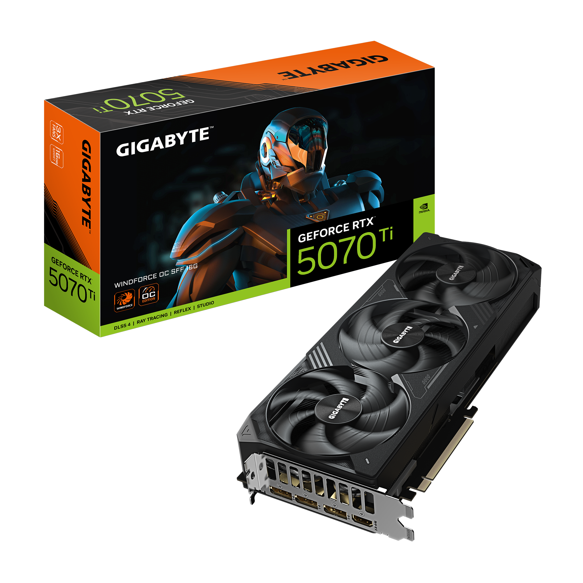 Gigabyte GeForce RTX 5070 Ti WindForce OC SFF 16GB GDDR6 Graphics Card | DLSS 3.5, Ray Tracing & Dual-Fan Cooling