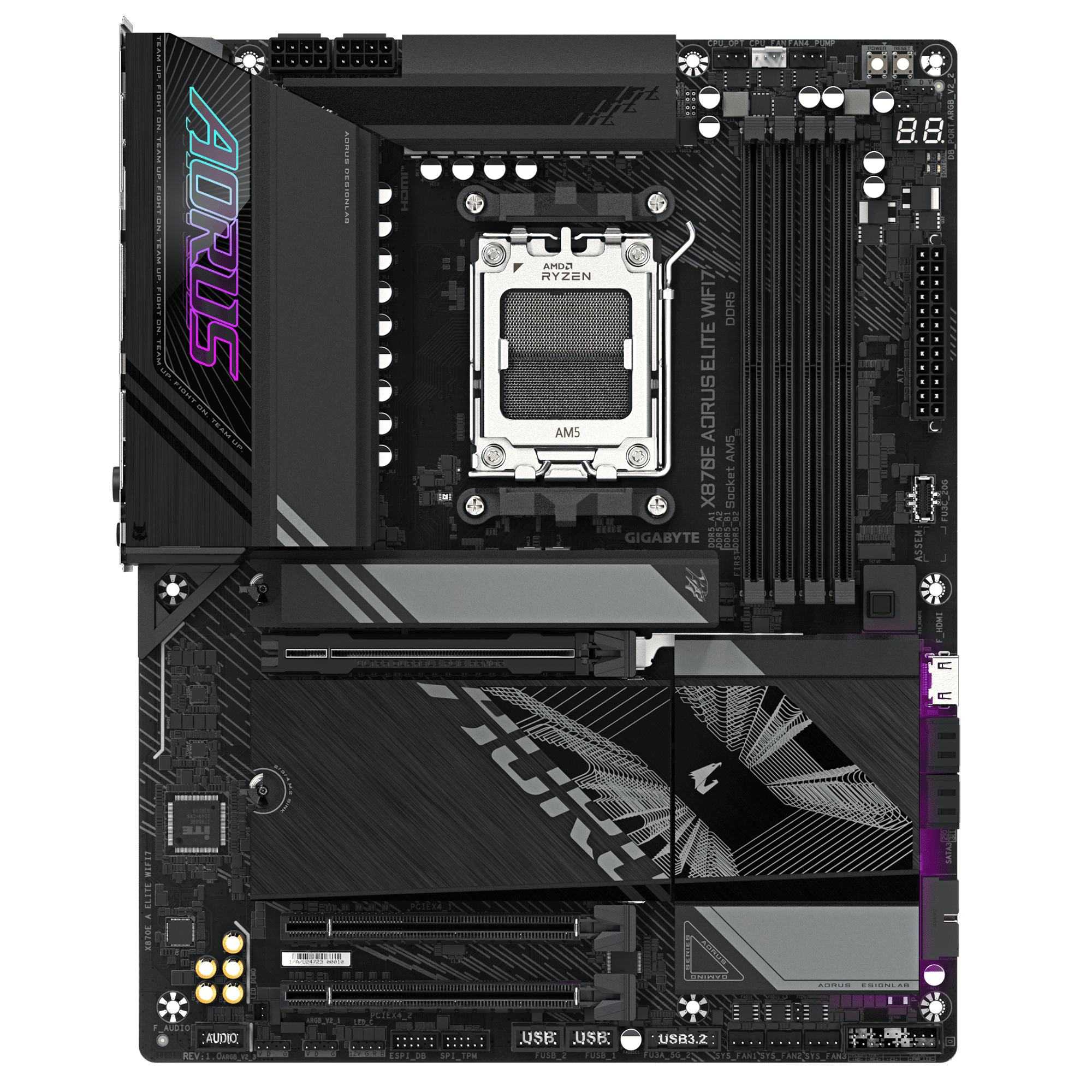 Gigabyte X870E AORUS Elite WiFi7 AM5 ATX Motherboard with DDR5, Triple PCIe 5.0 M.2, USB4 & Wi‑Fi 7