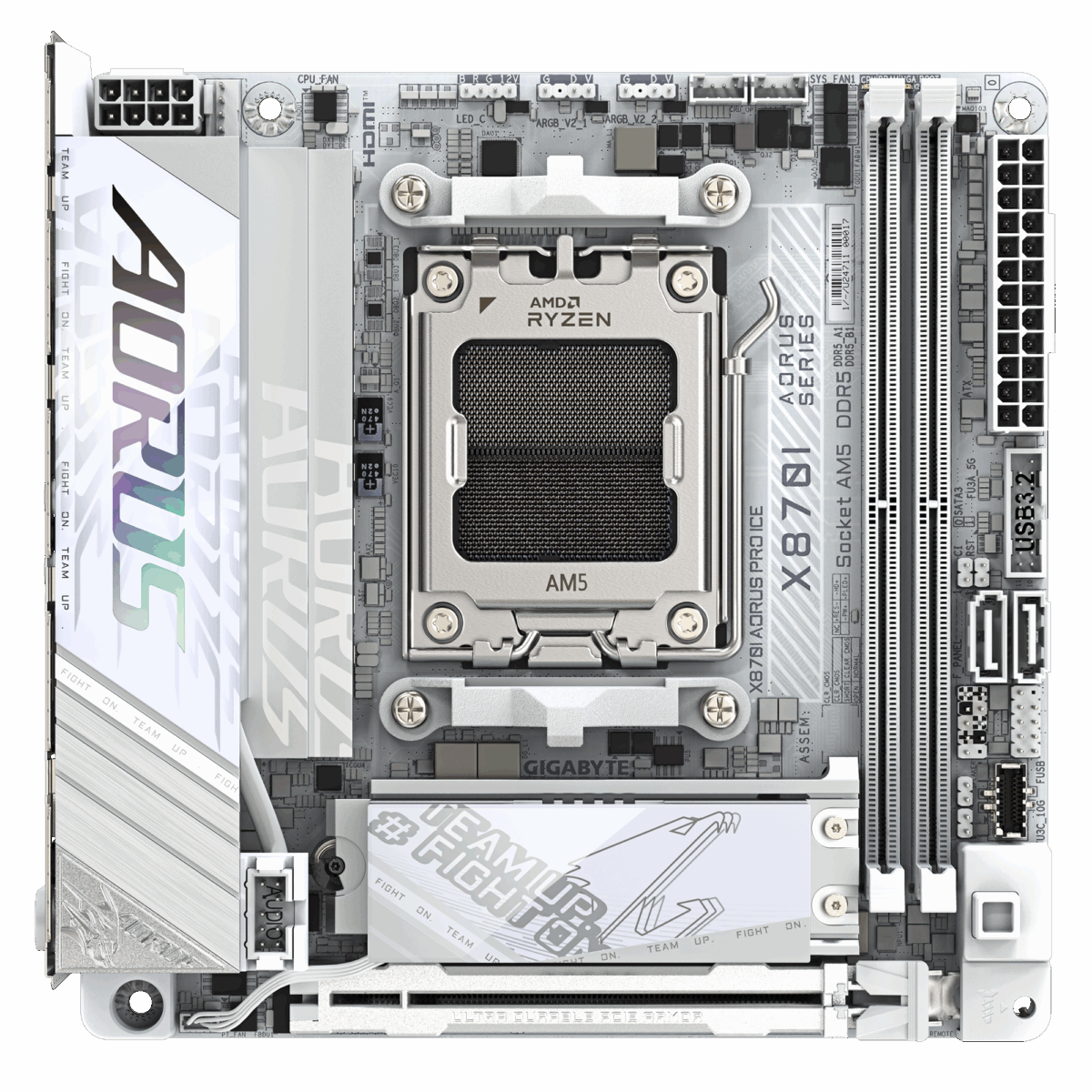 Gigabyte X870I Aorus Pro ICE AMD AM5 LGA 1718 Motherboard, Mini-ITX, DDR5, 2X M.2, PCIe 5.0, USB-C, WIFI7, 2.5GbE LAN, EZ-Latch - Image 4