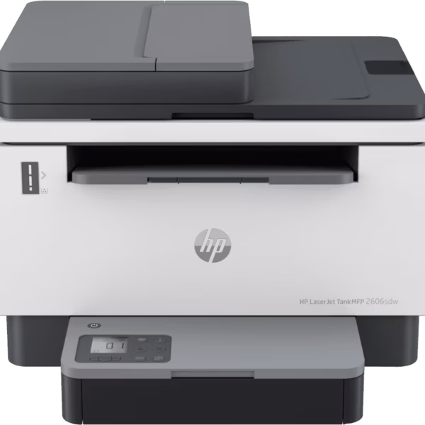 HP Laserjet Tank MFP 2606sdw, Wireless, Print, Copy, Scan, 40-Sheet ADF, Hi-Speed USB 2.0, Ethernet, Bluetooth LE, Up to 22 ppm, 250-sheet Input Tray, 1-Year Warranty, Black and White, 381U2A