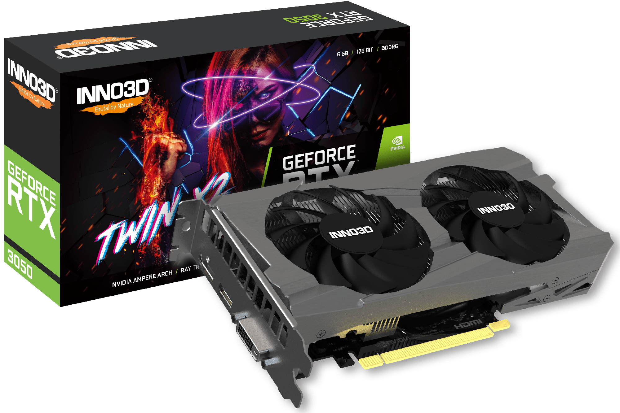 INNO3D GeForce RTX 3050 6GB Twin X2 GDDR6 Graphics Card | DLSS, Ray Tracing & Dual Fan