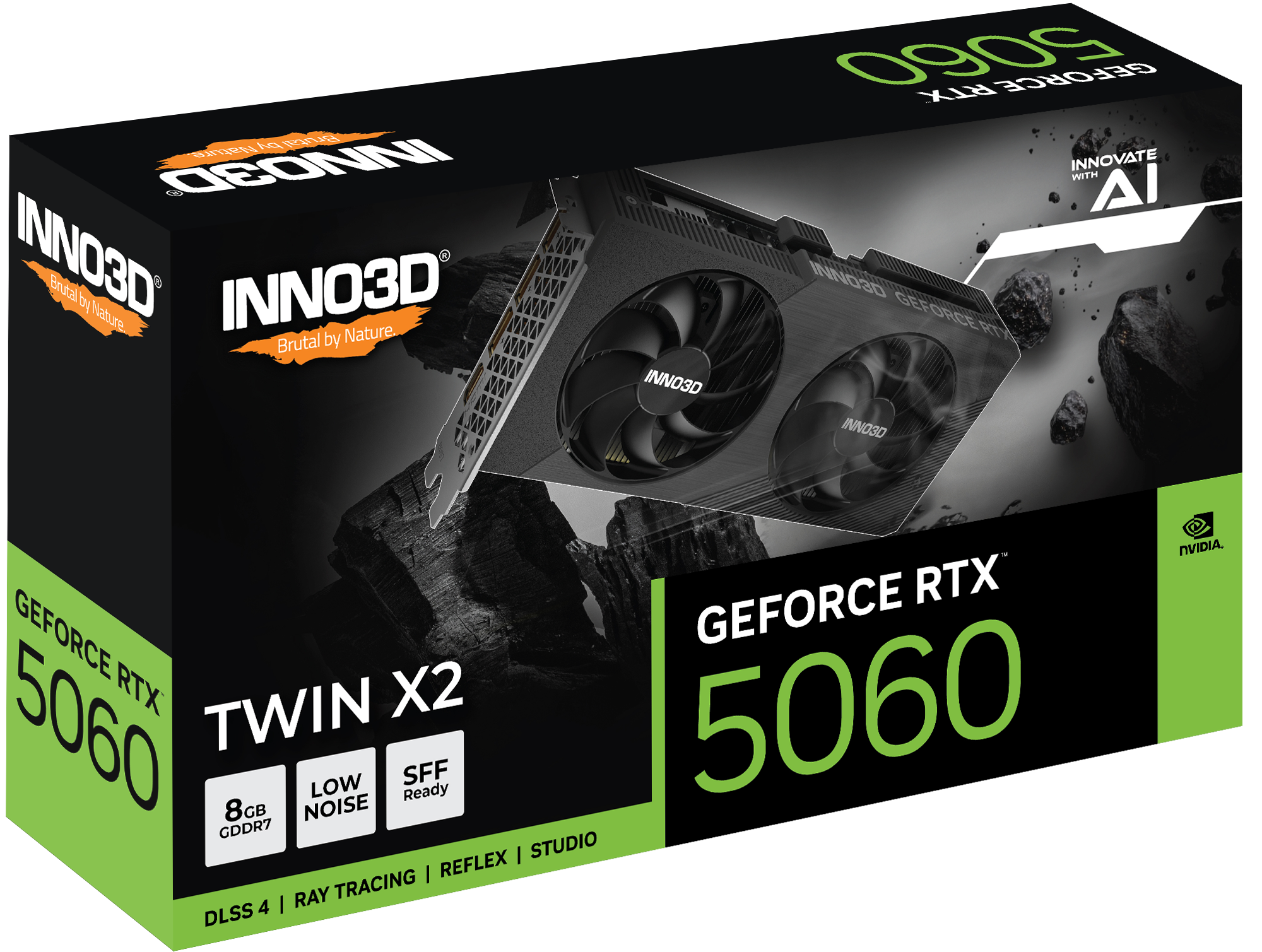 INNO3D GeForce RTX 5060 Twin X2 OC 8GB GDDR7 Graphics Card | DLSS 3.5, Ray Tracing, Dual-Fan Cooling
